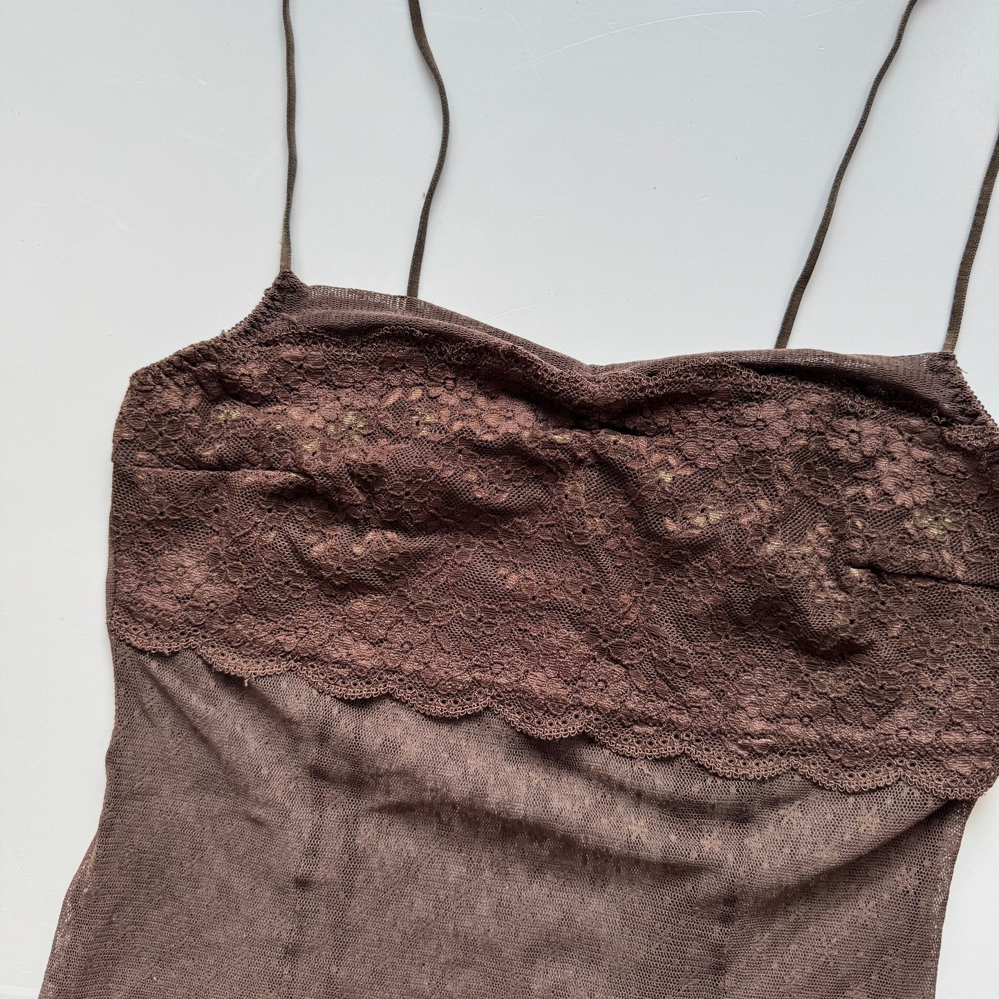 Brown lace cami top (S)