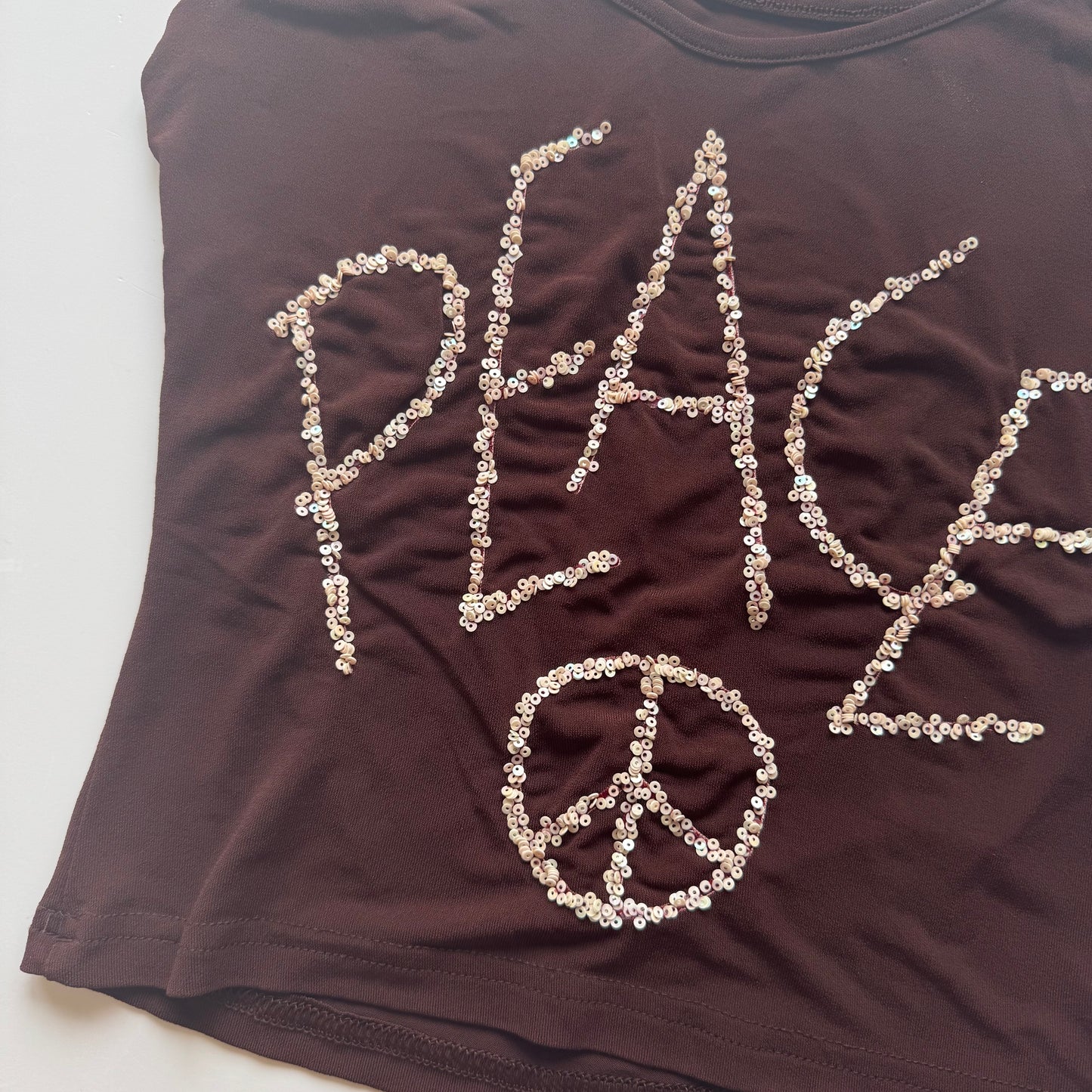 Brown sequin tank top (S)