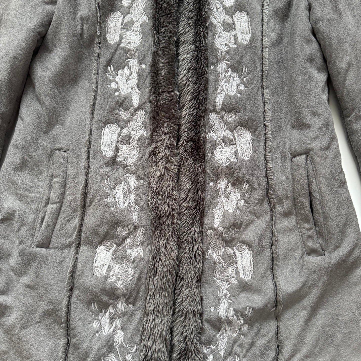 Grey long vintage coat (M)