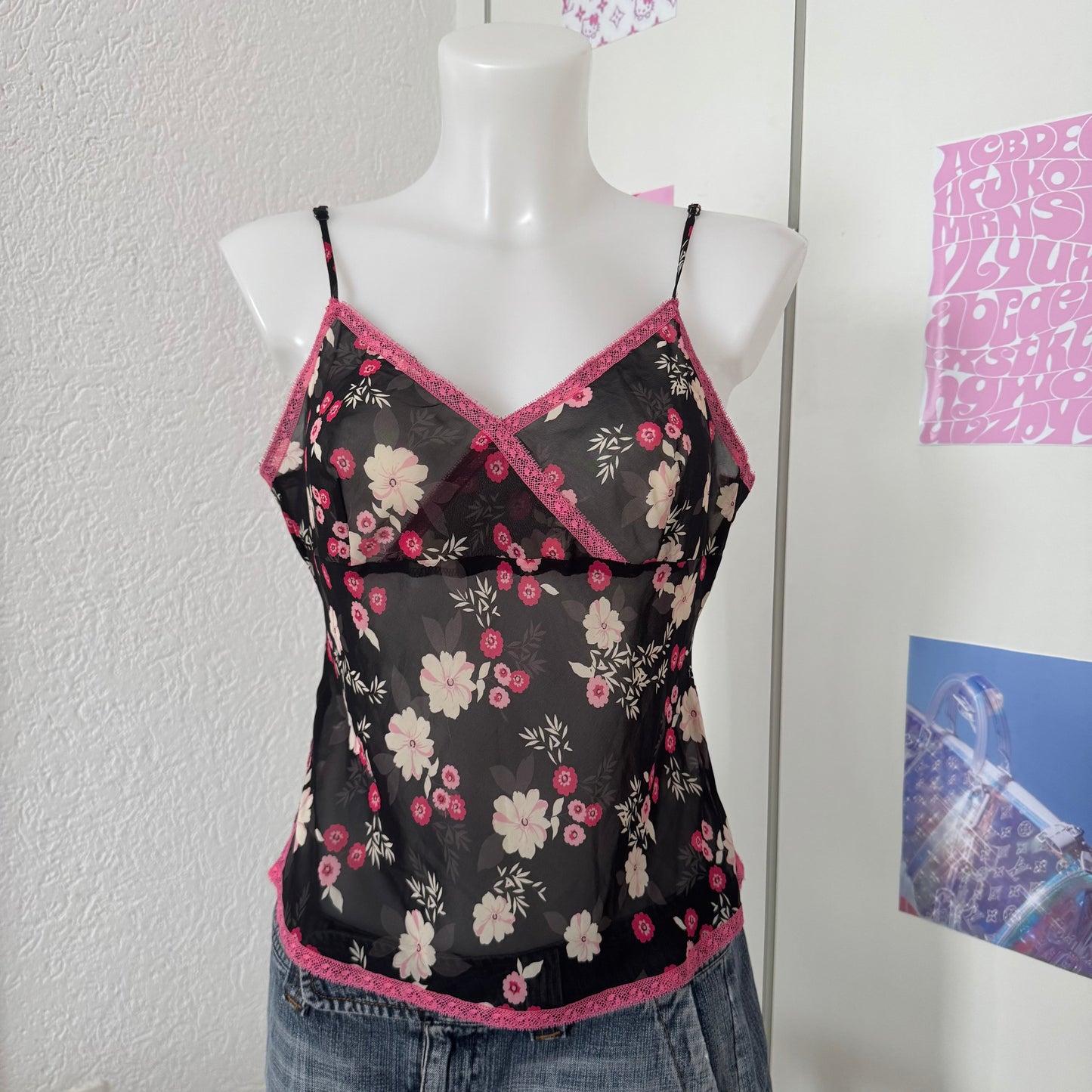 Black flower top (M)