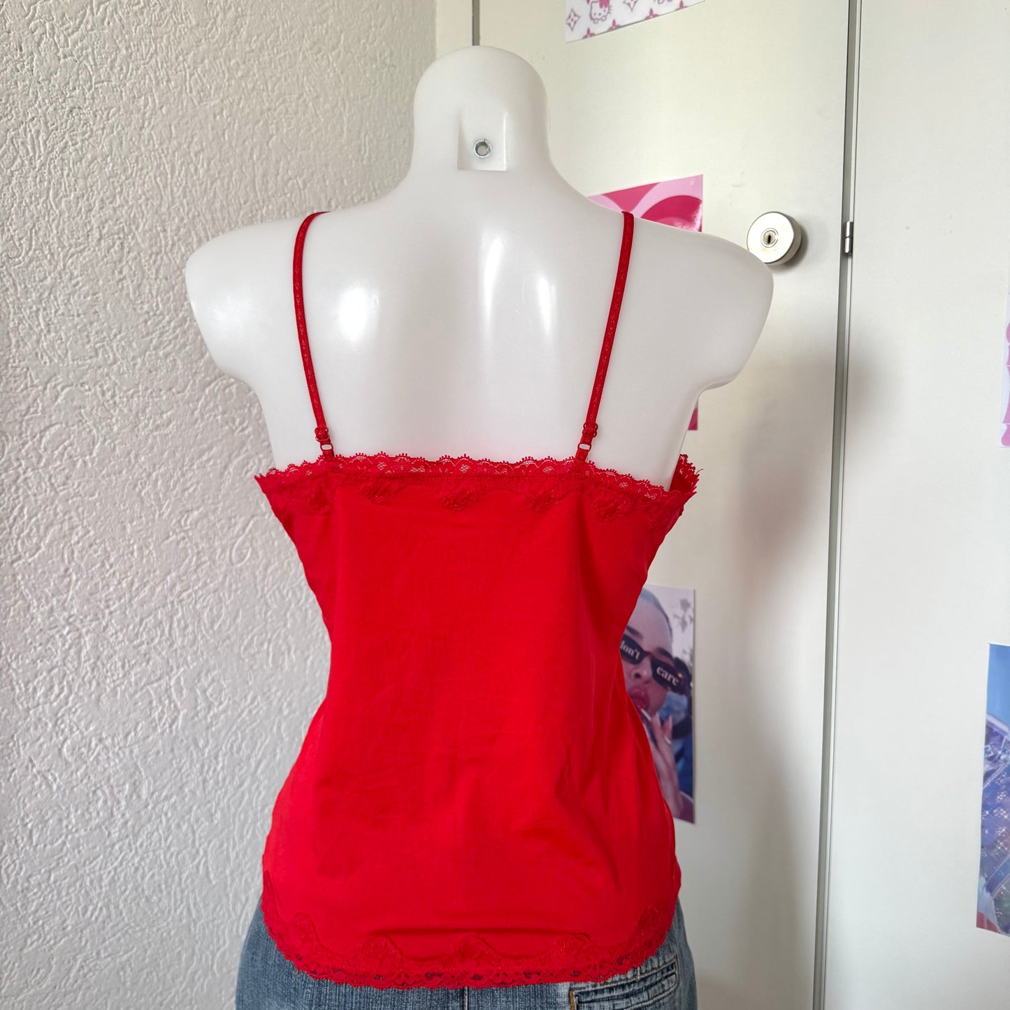 Red lace cami top (M)