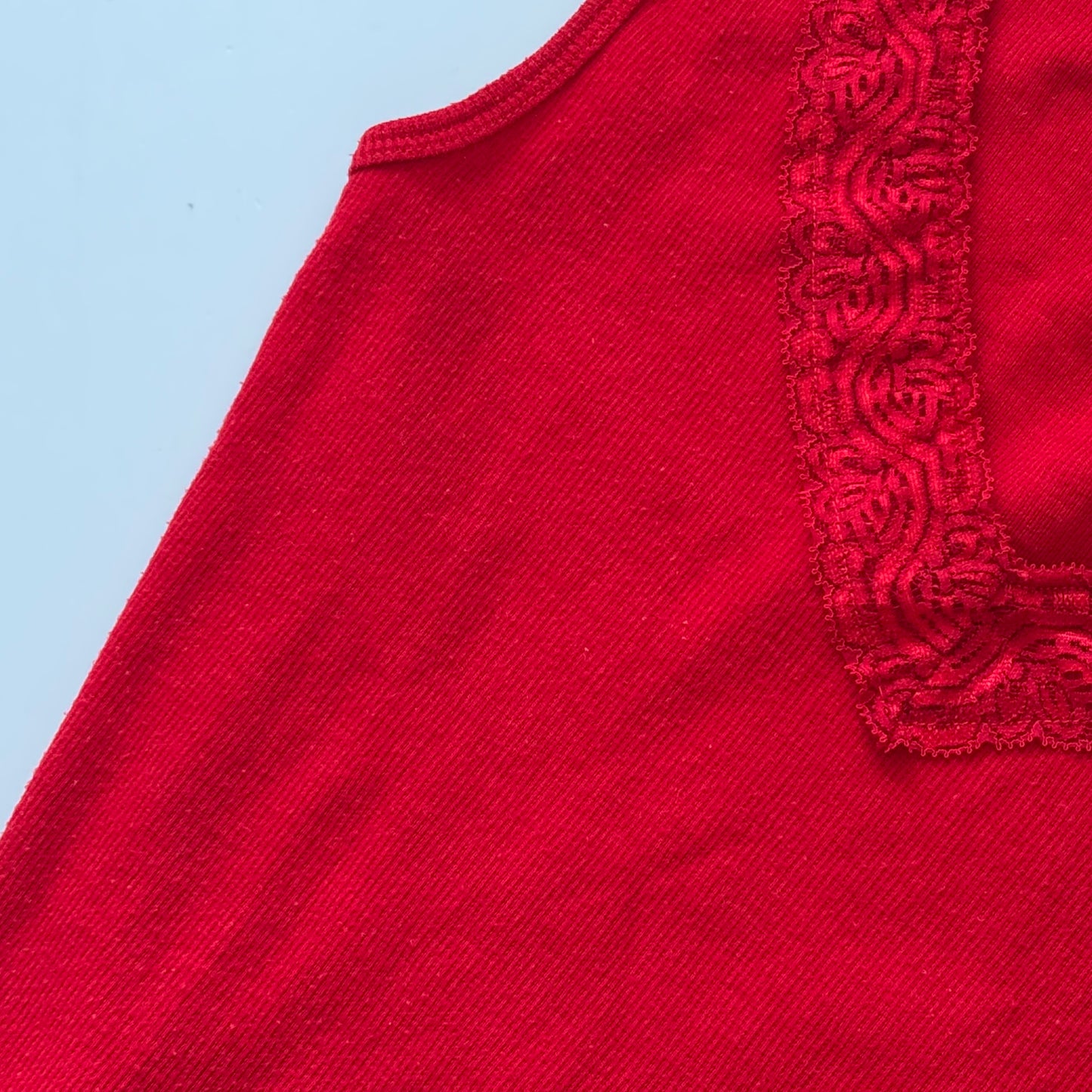 Red Lace Trim Y2K Tank (S)