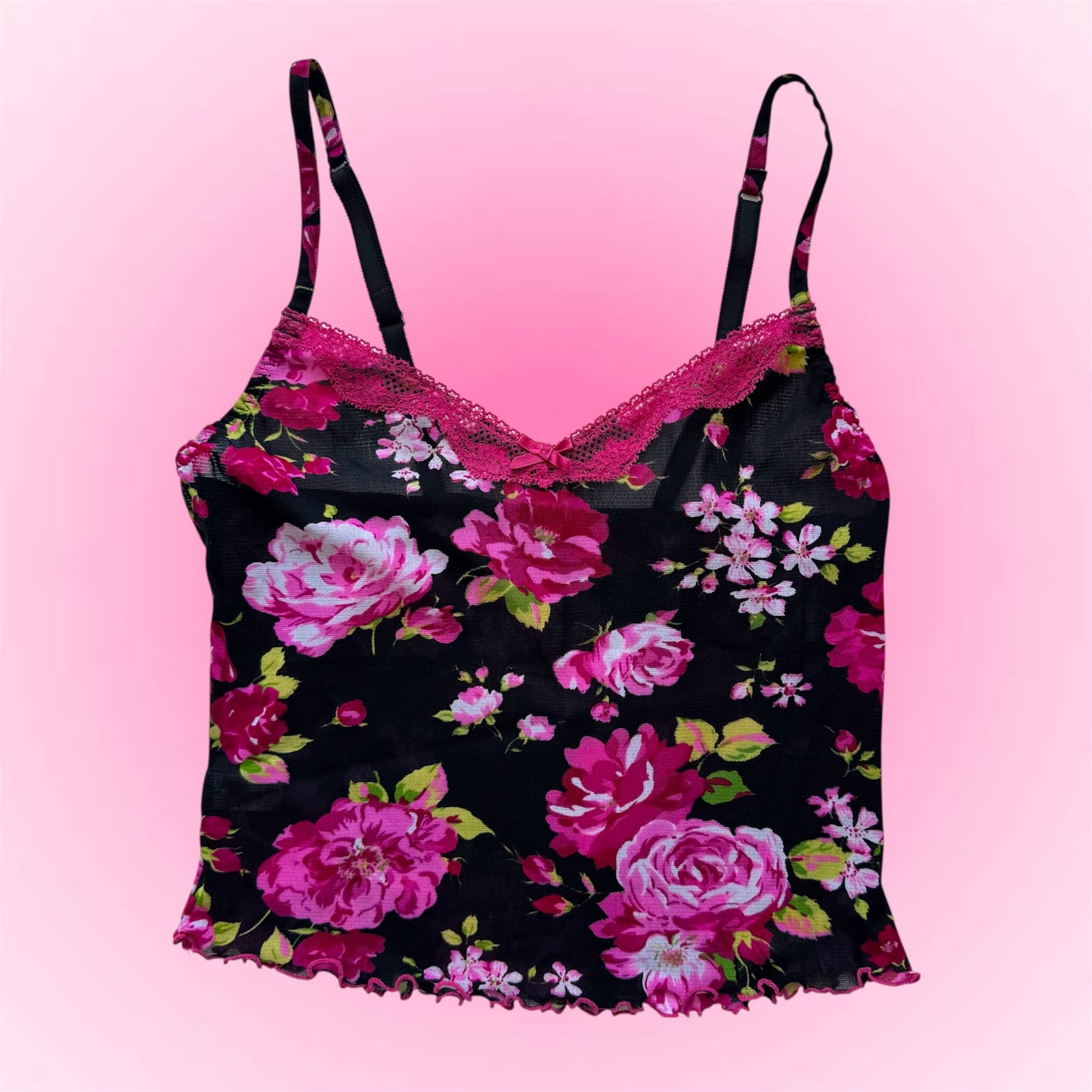 Y2k flower mesh top (S)