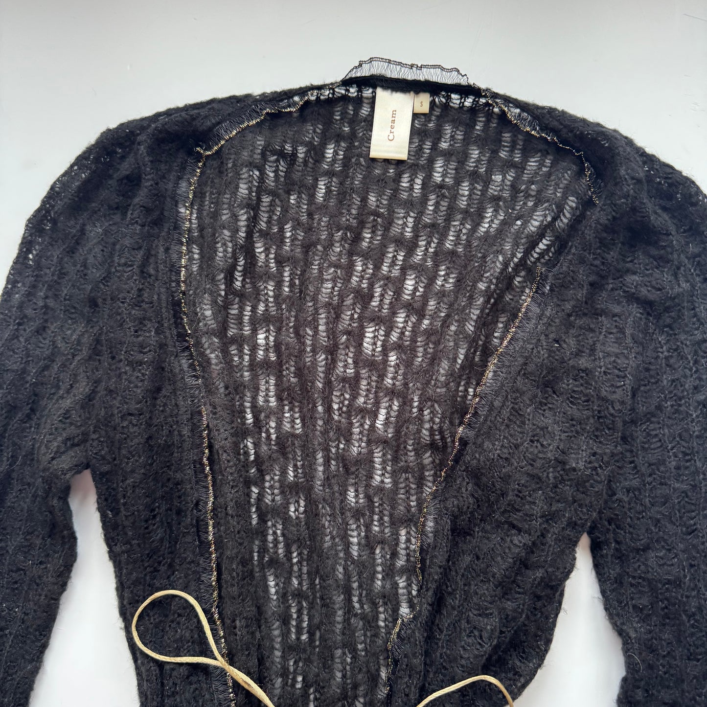 Black Tie-Front Knit Cardigan (S)