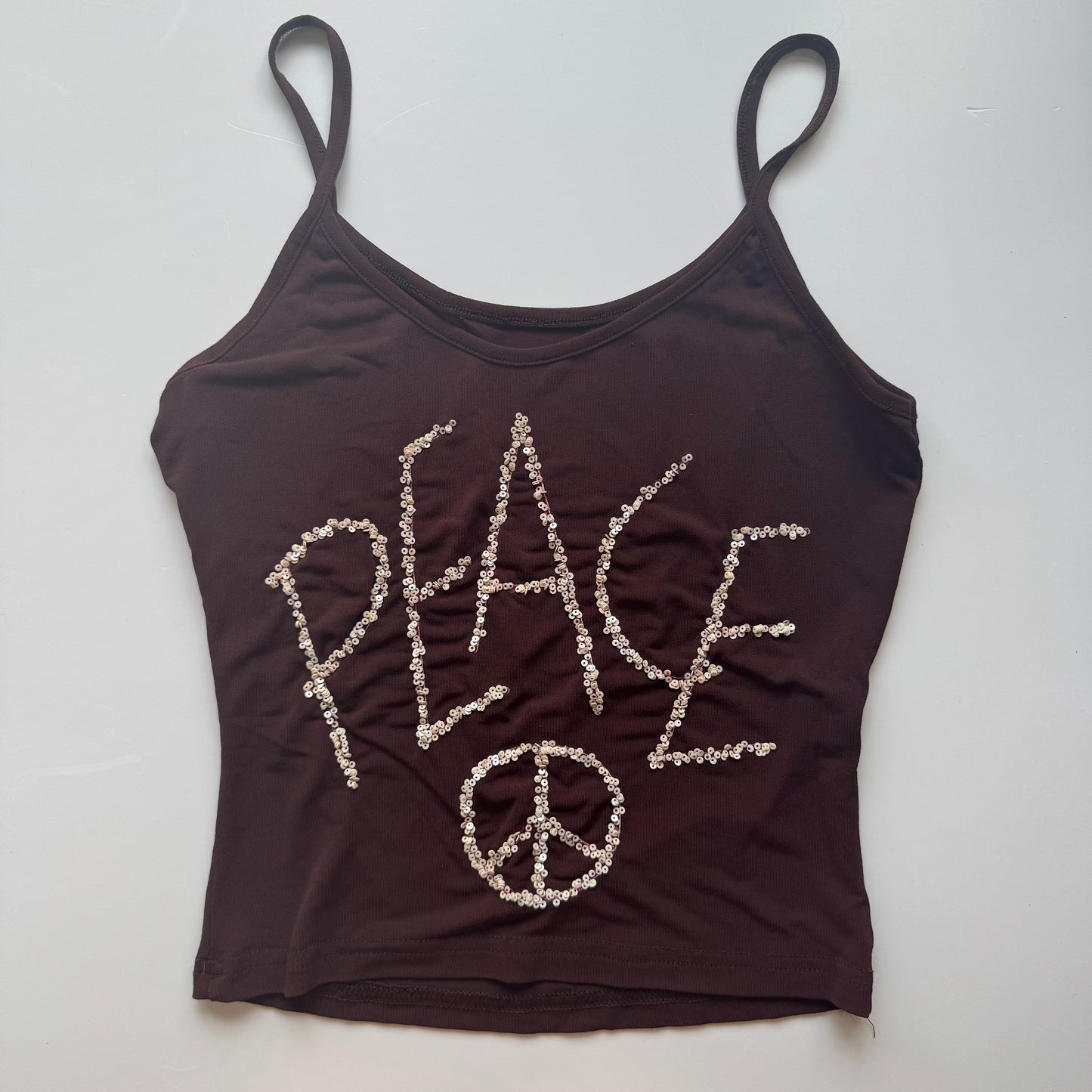 Brown sequin tank top (S)