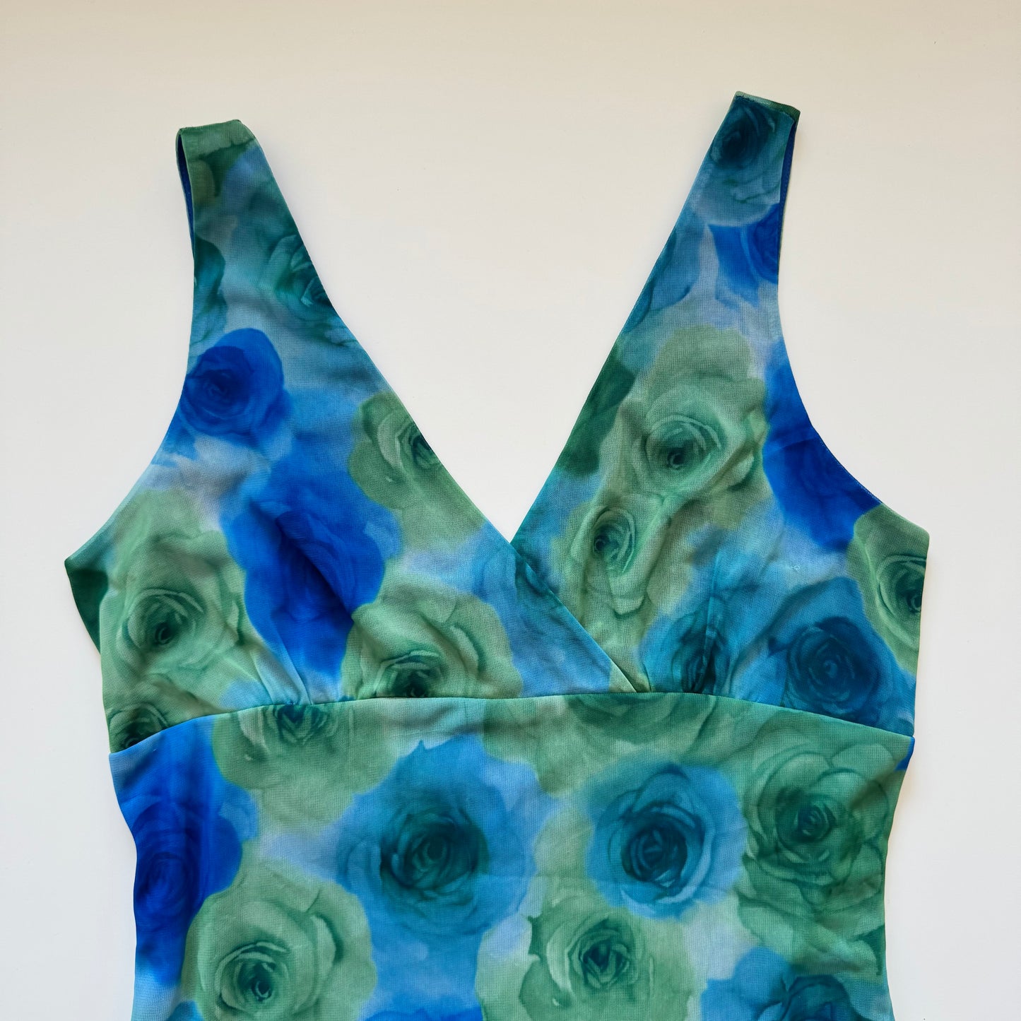 Floral green midi dress (M)