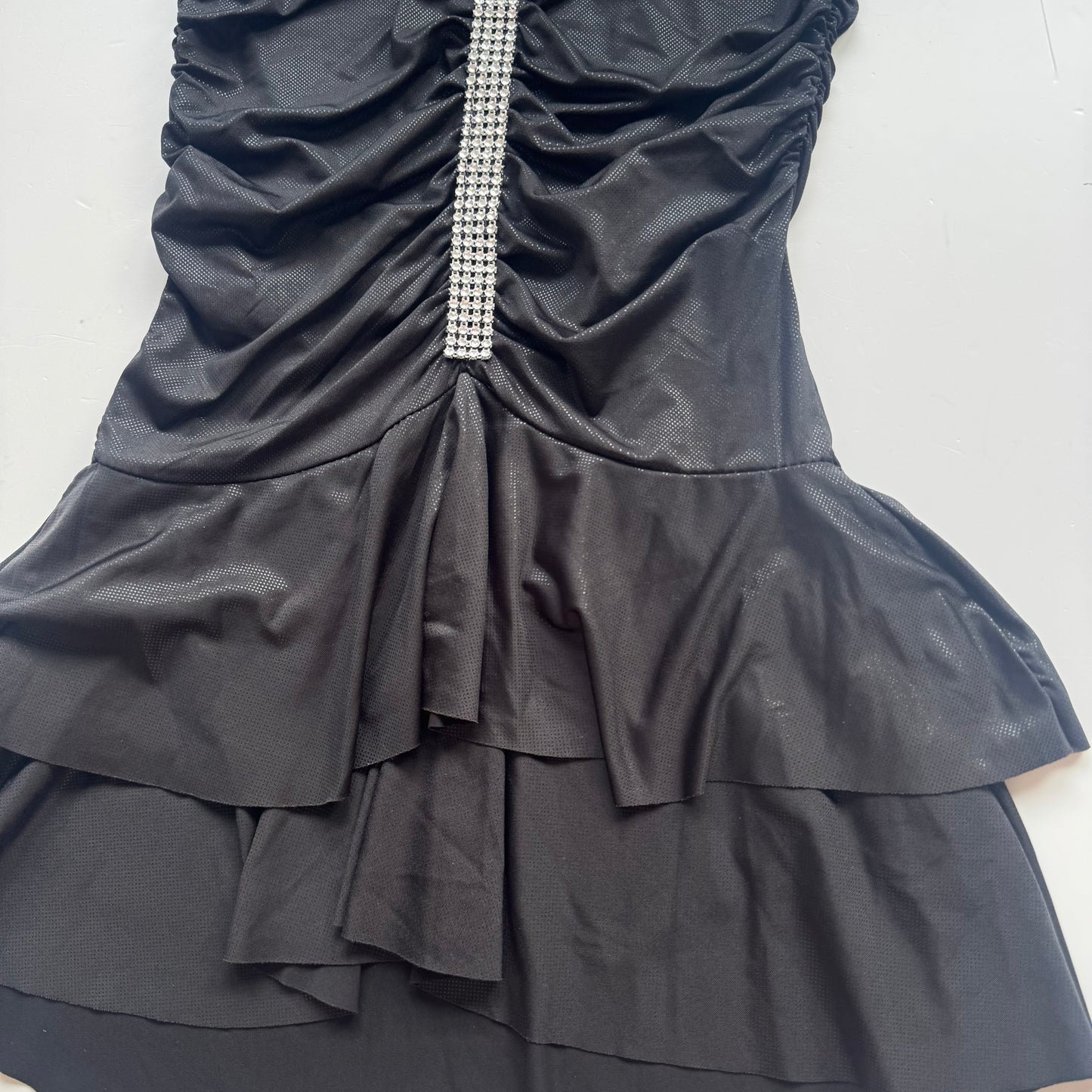 Black Strapless Ruffle Y2K Dress (S)