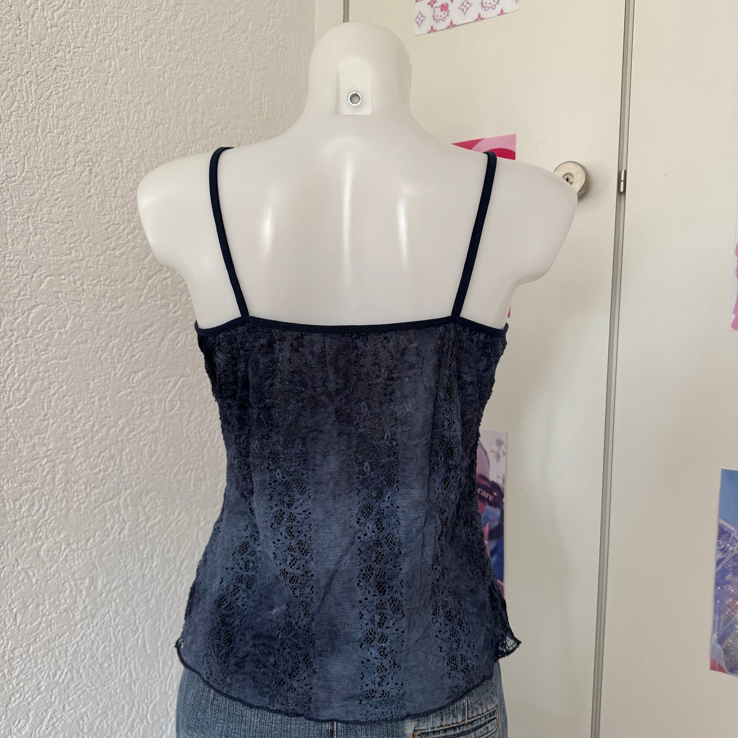 Blue vintage tie dye tank top (M)