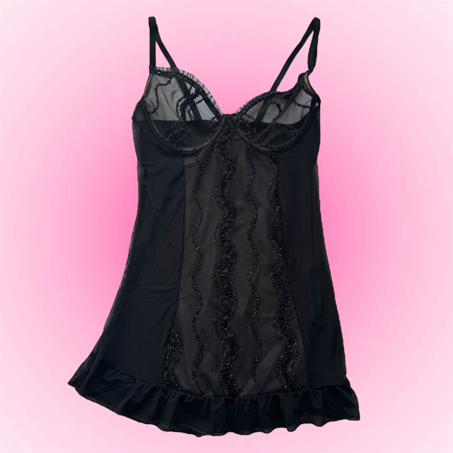 Black vintage slip dress (S)