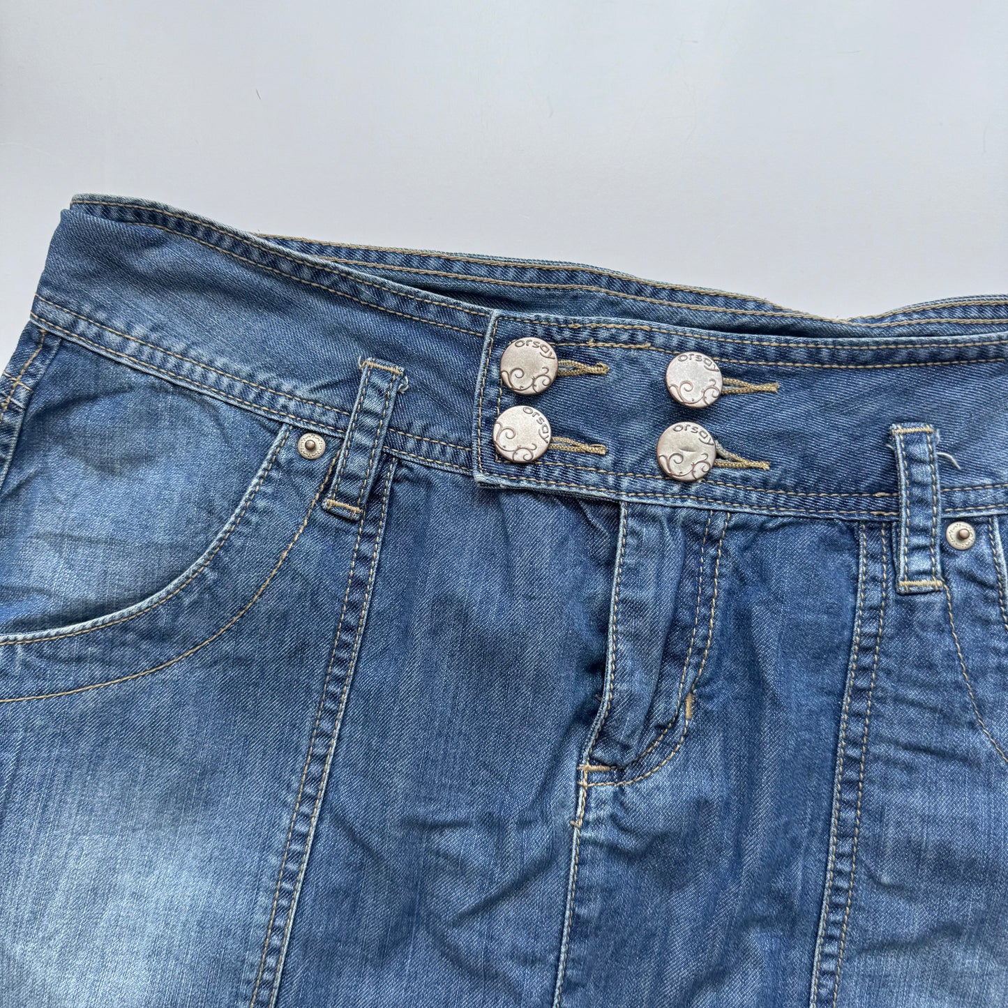 Blue denim mini skirt (S)