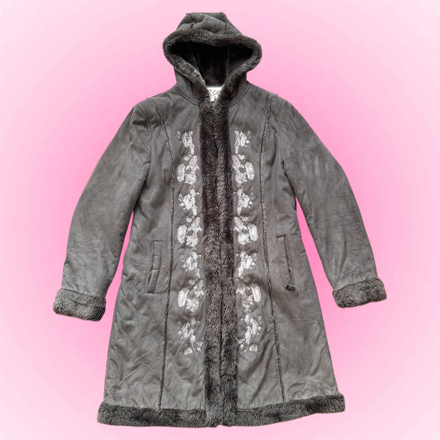 Grey long vintage coat (M)