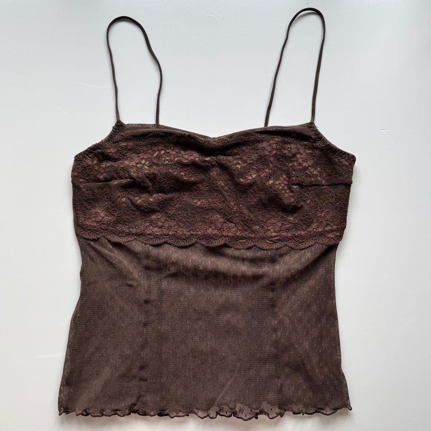 Brown lace cami top (S)