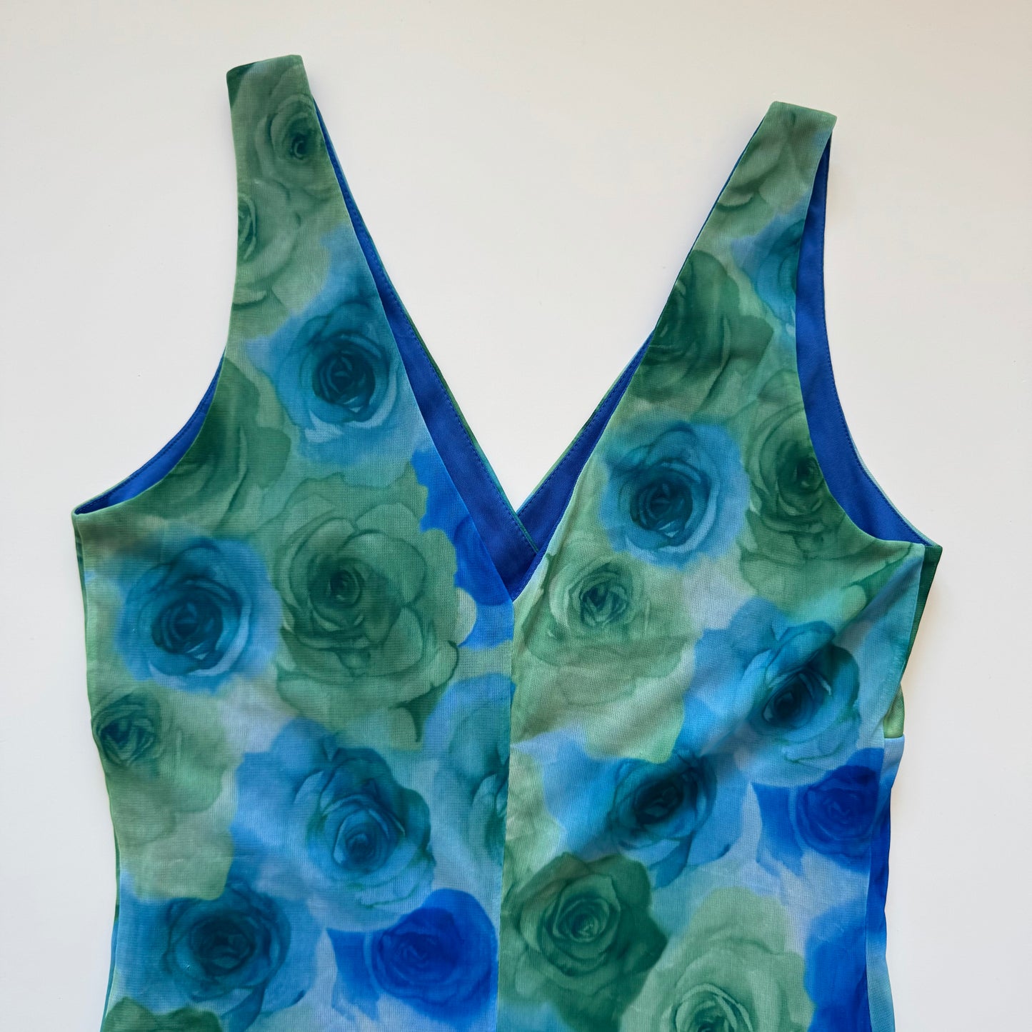 Floral green midi dress (M)