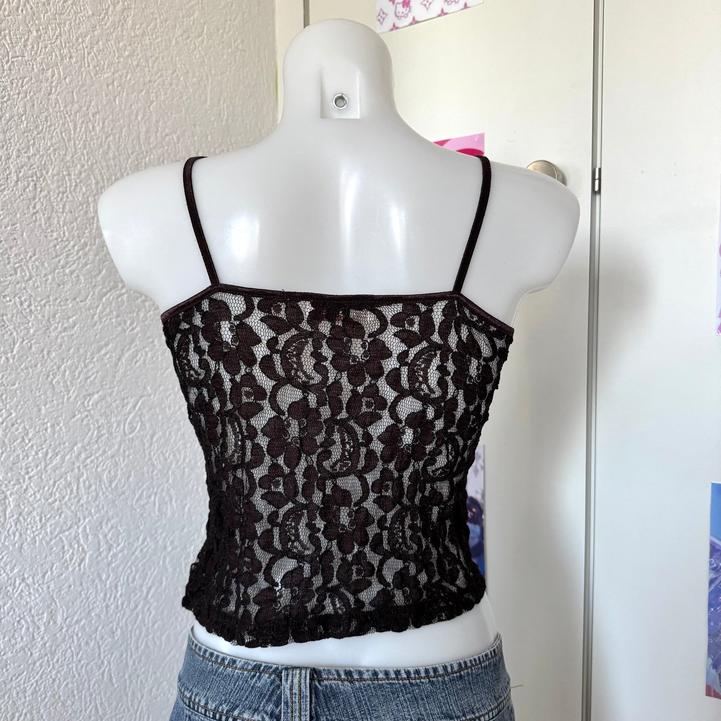 Brown lace tank top