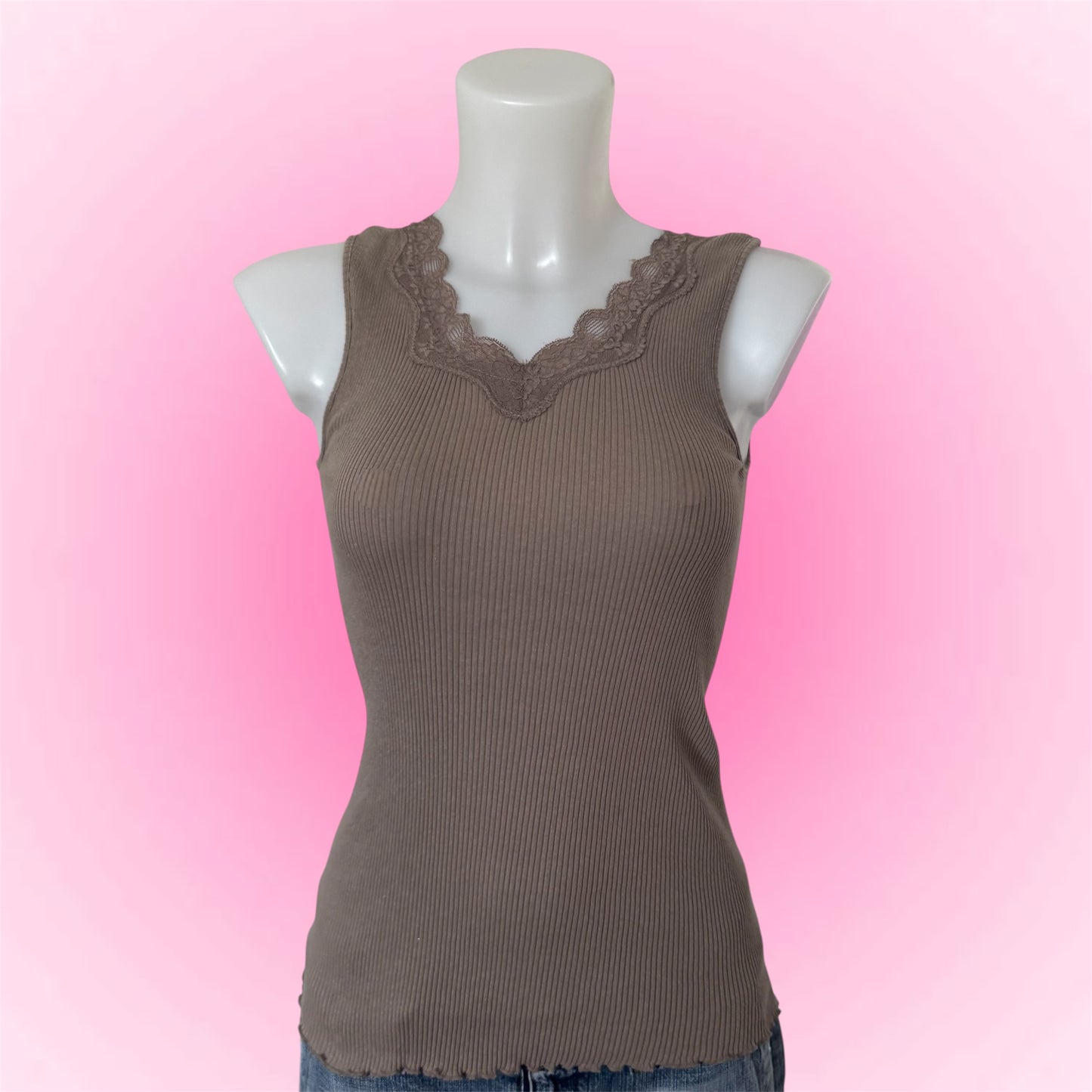 Brown lace top (XS)