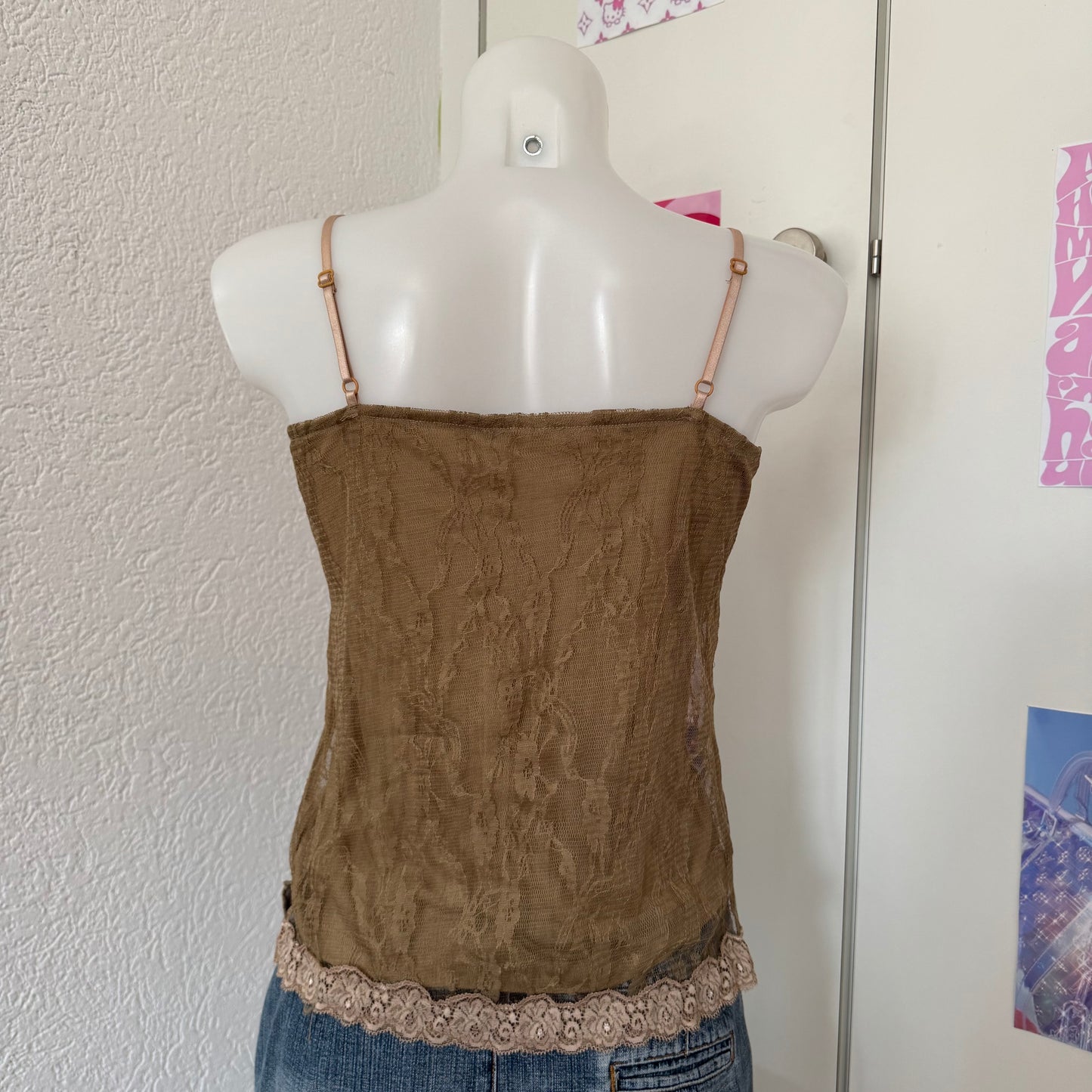 Brown lace cami top (M)
