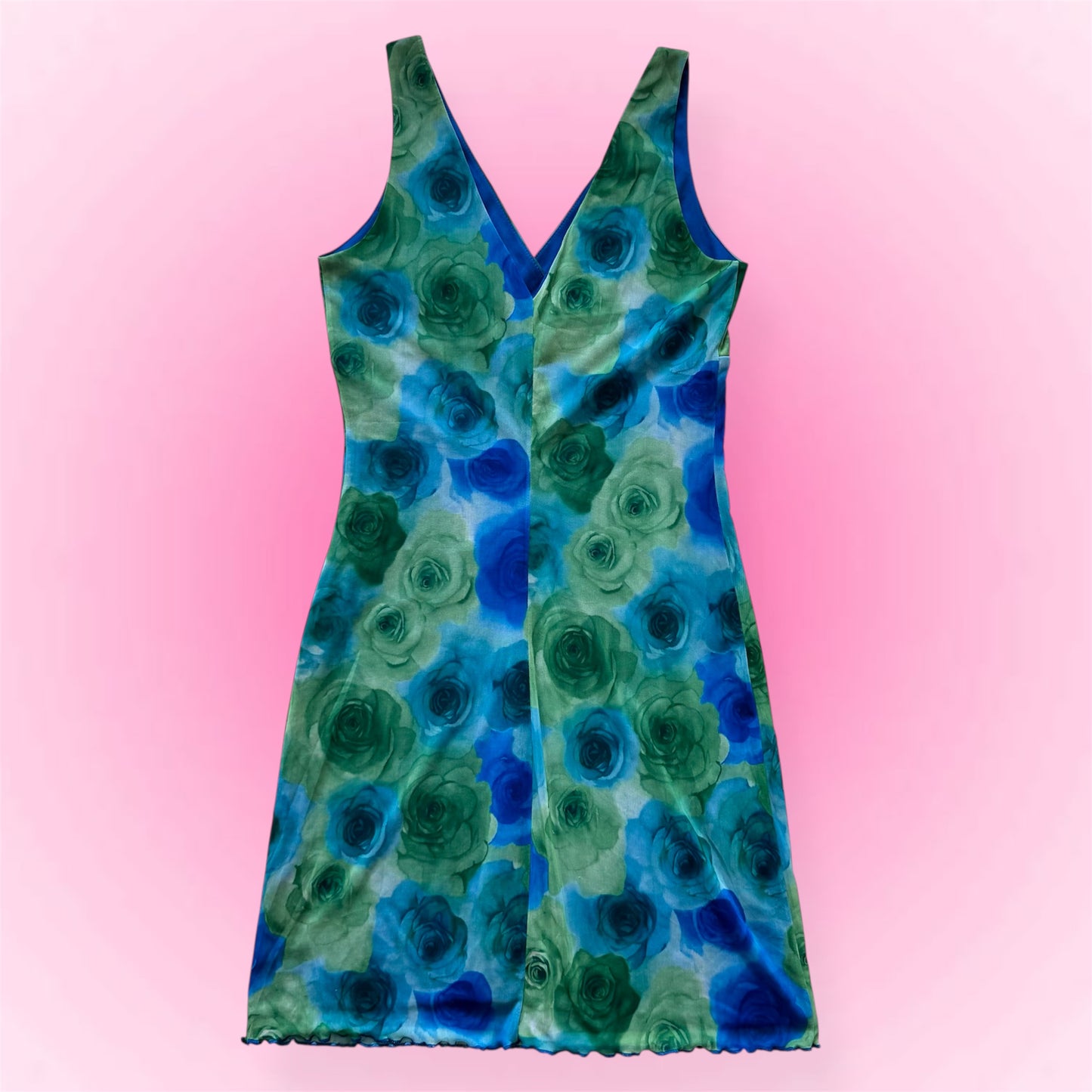 Floral green midi dress (M)