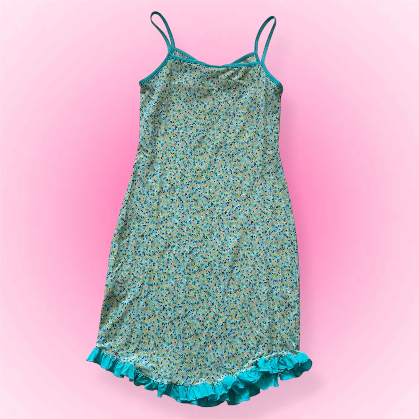 Green floral dress (M)
