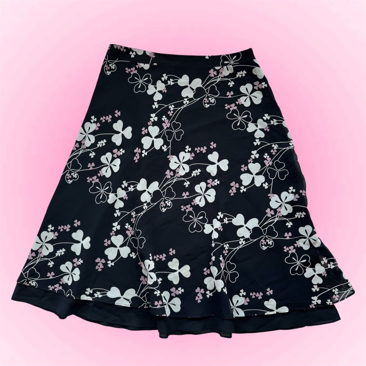 Black floral midi skirt (M)