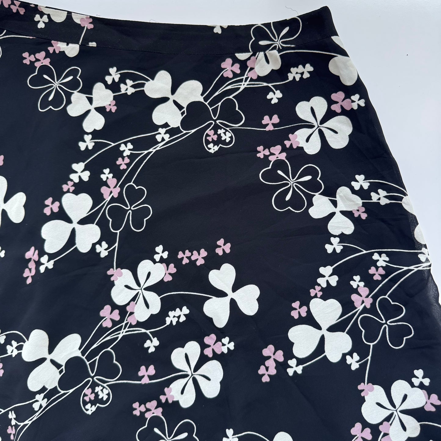 Black floral midi skirt (M)