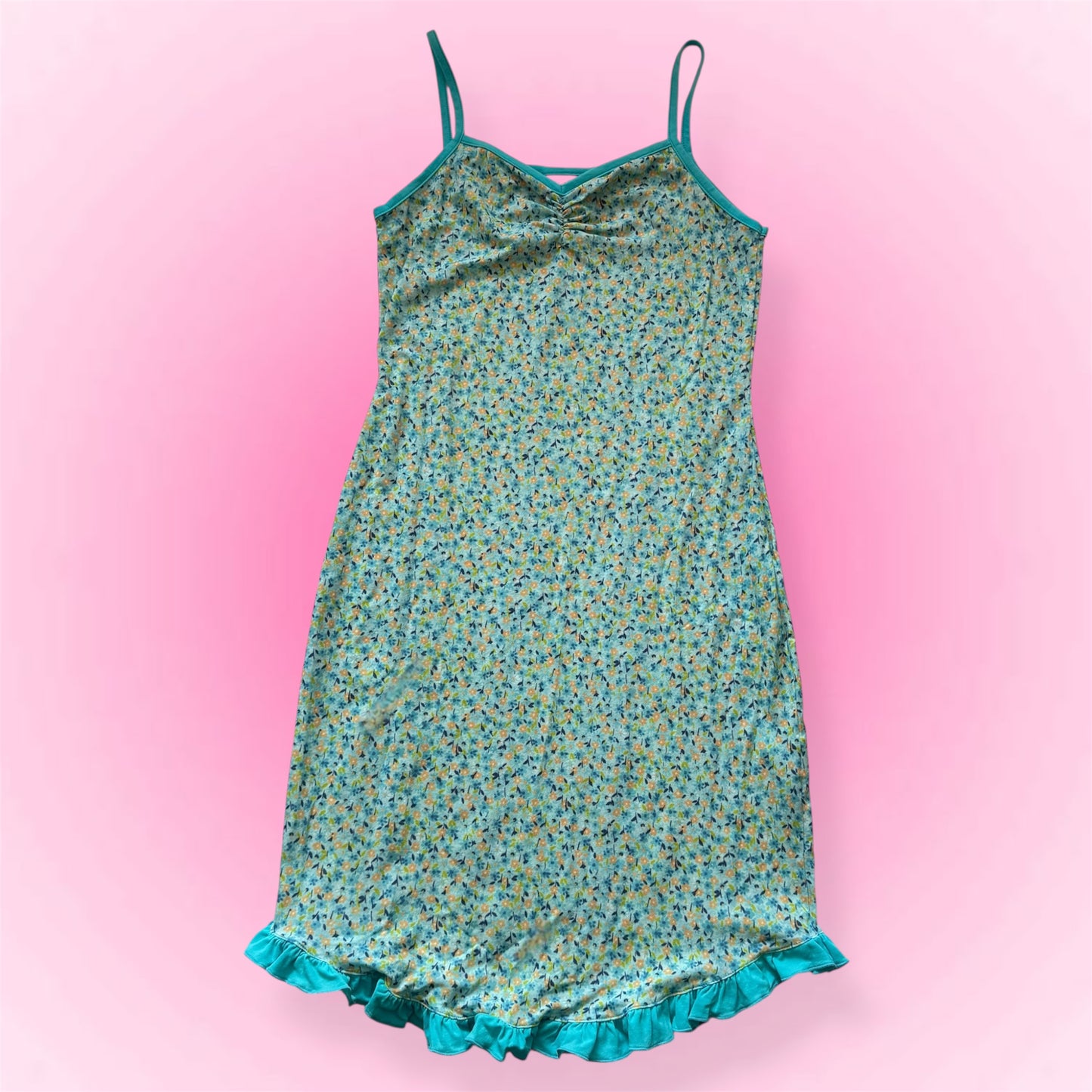 Green floral dress (M)