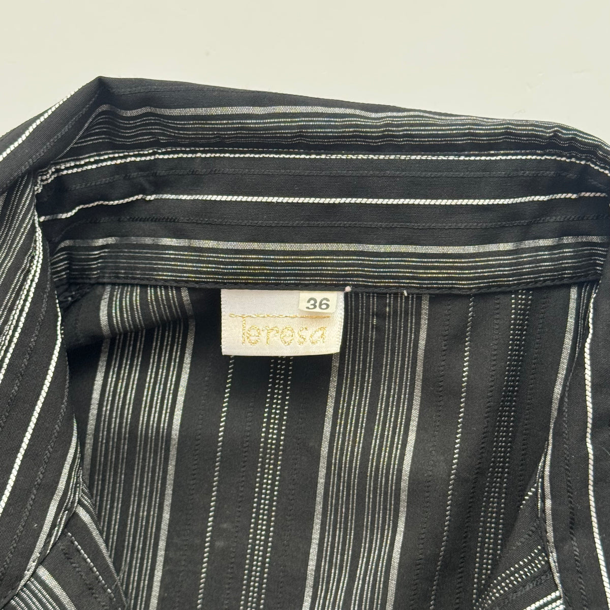 Black Striped Y2K Fitted Blouse (S)
