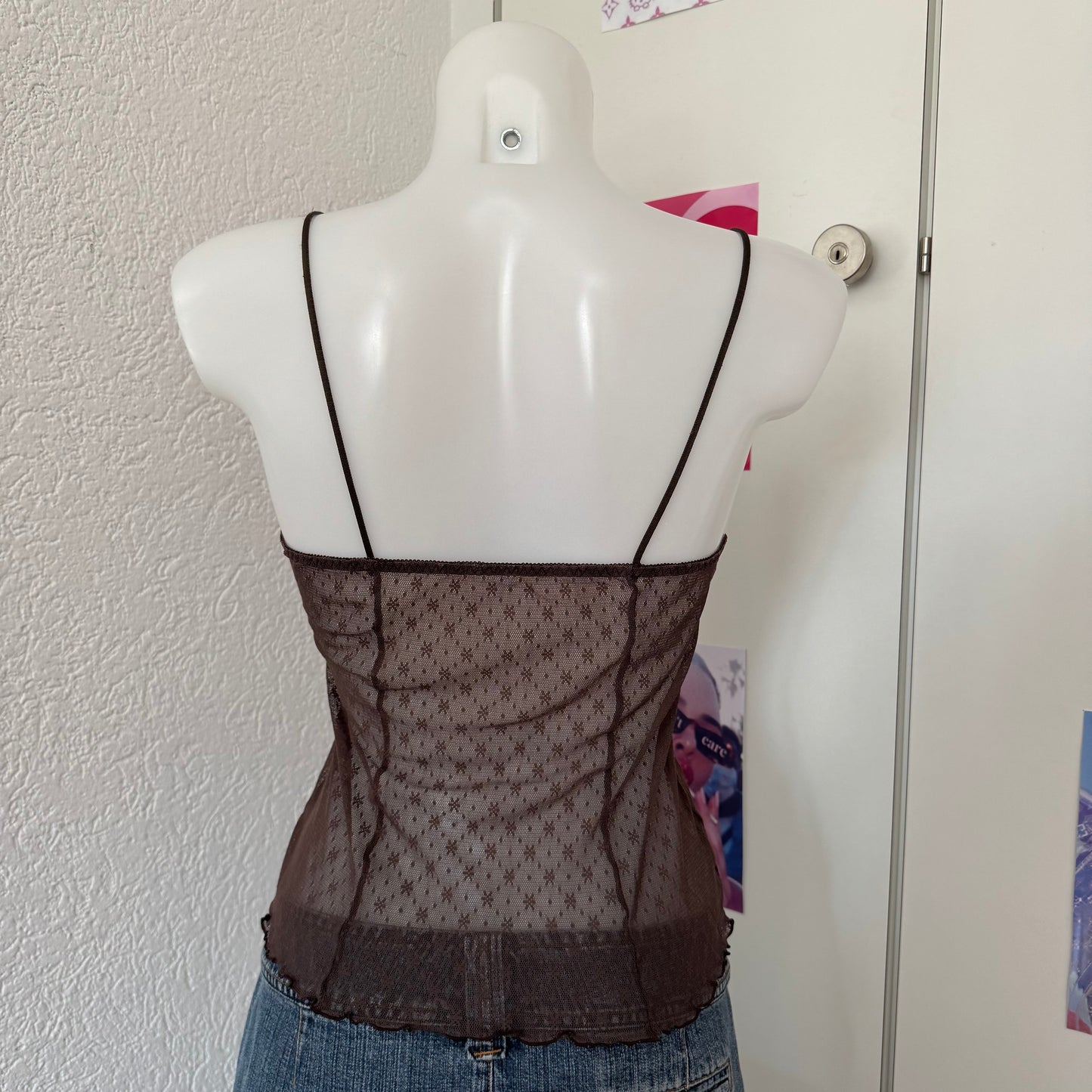 Brown lace cami top (S)
