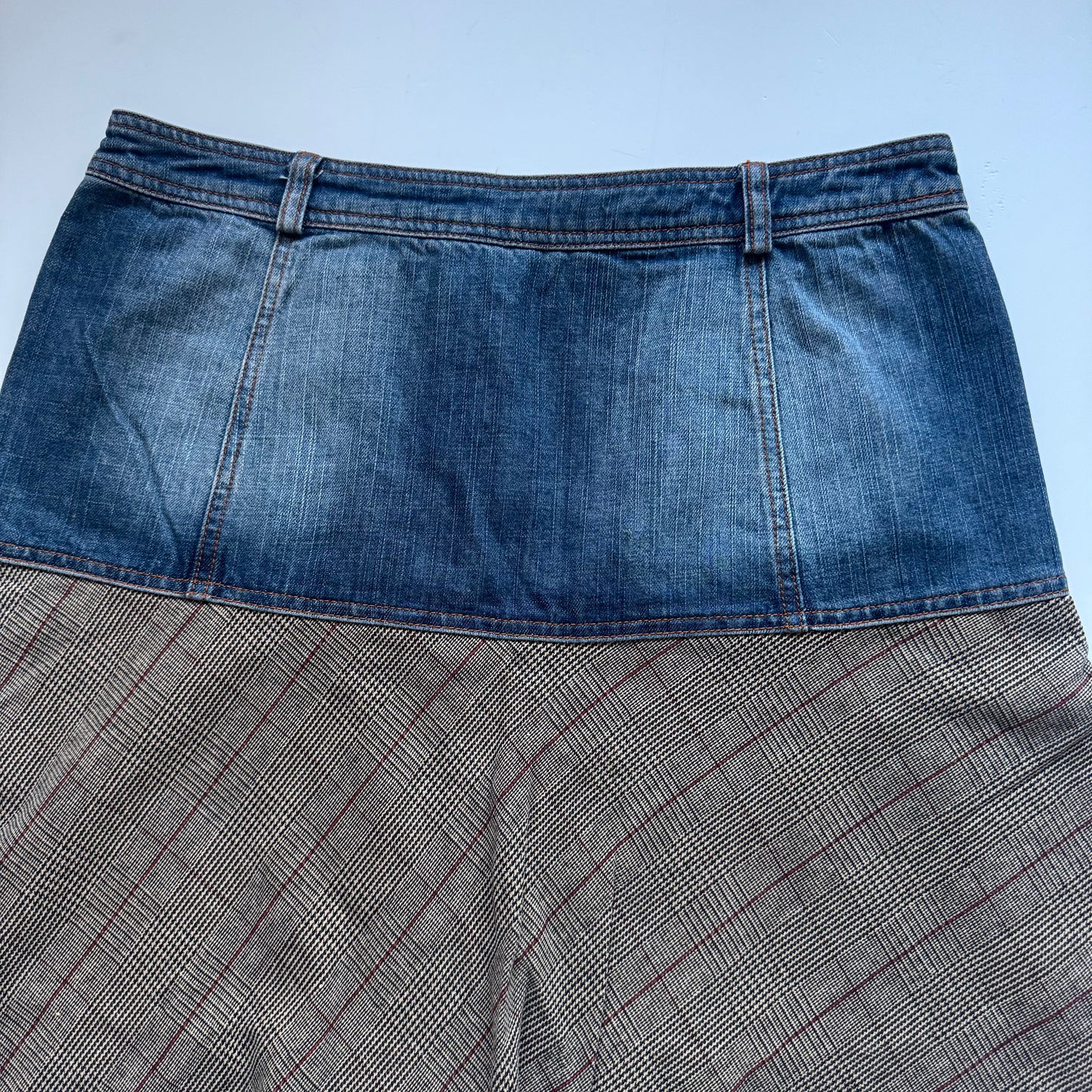 Denim & Plaid Mini Skirt (M)