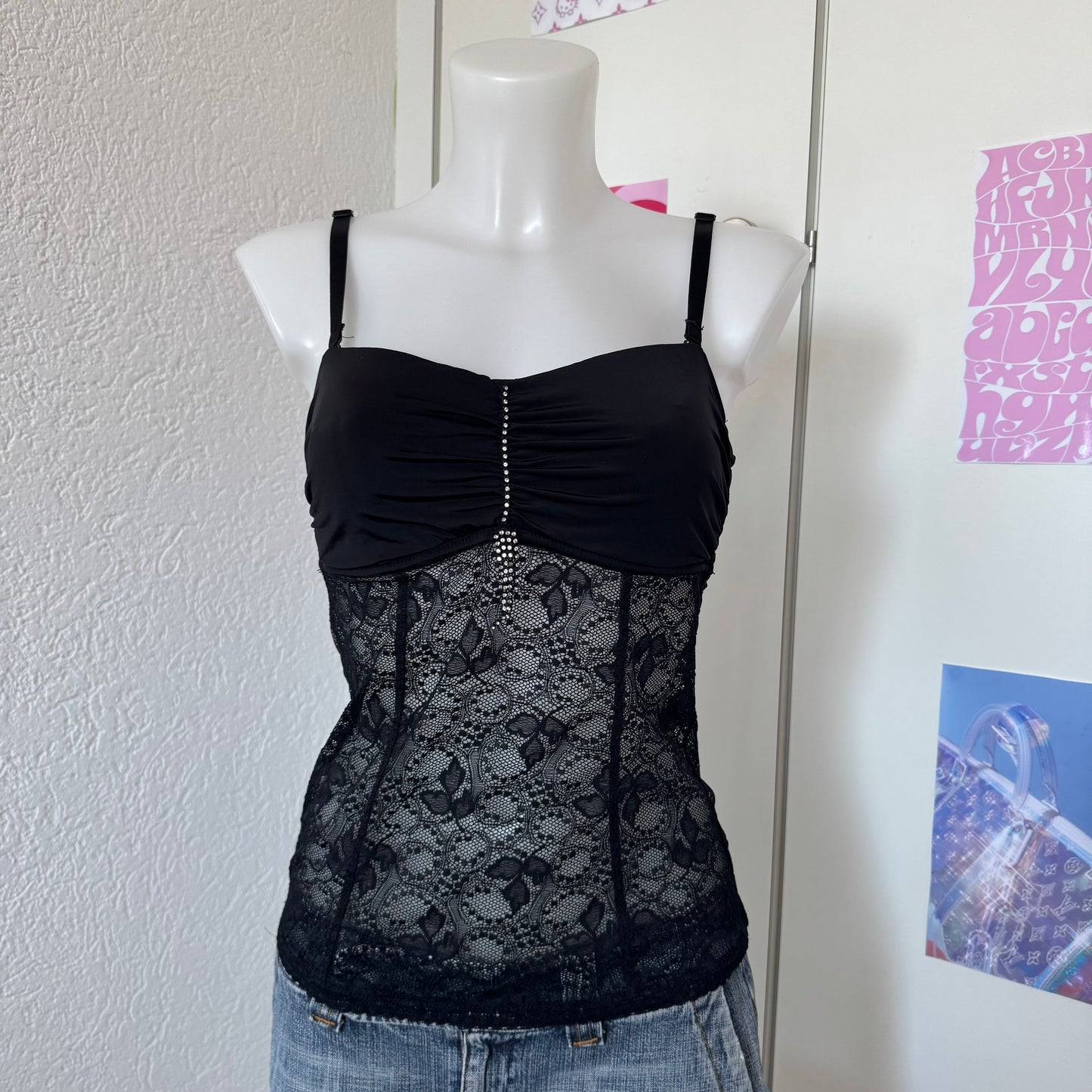 Black lace corset top (S)
