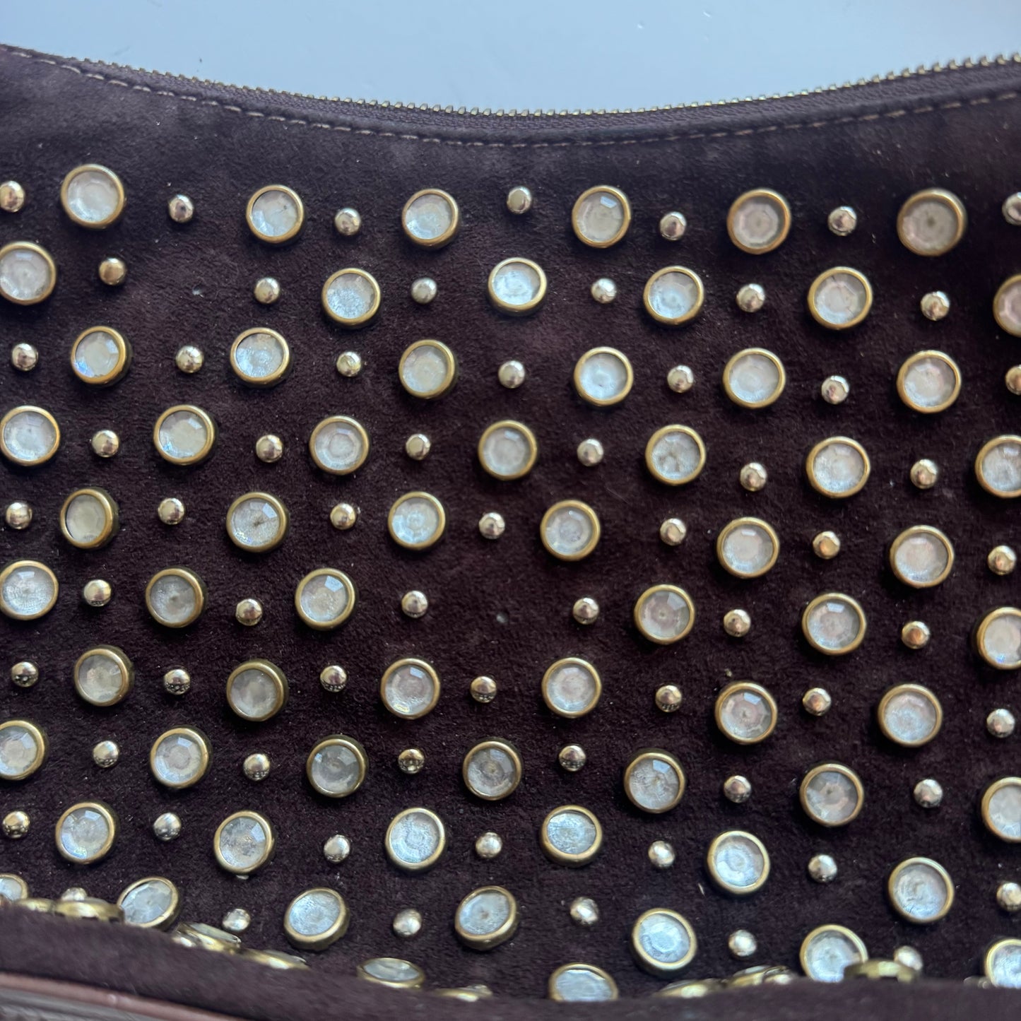 Brown Studded Shoulder Bag