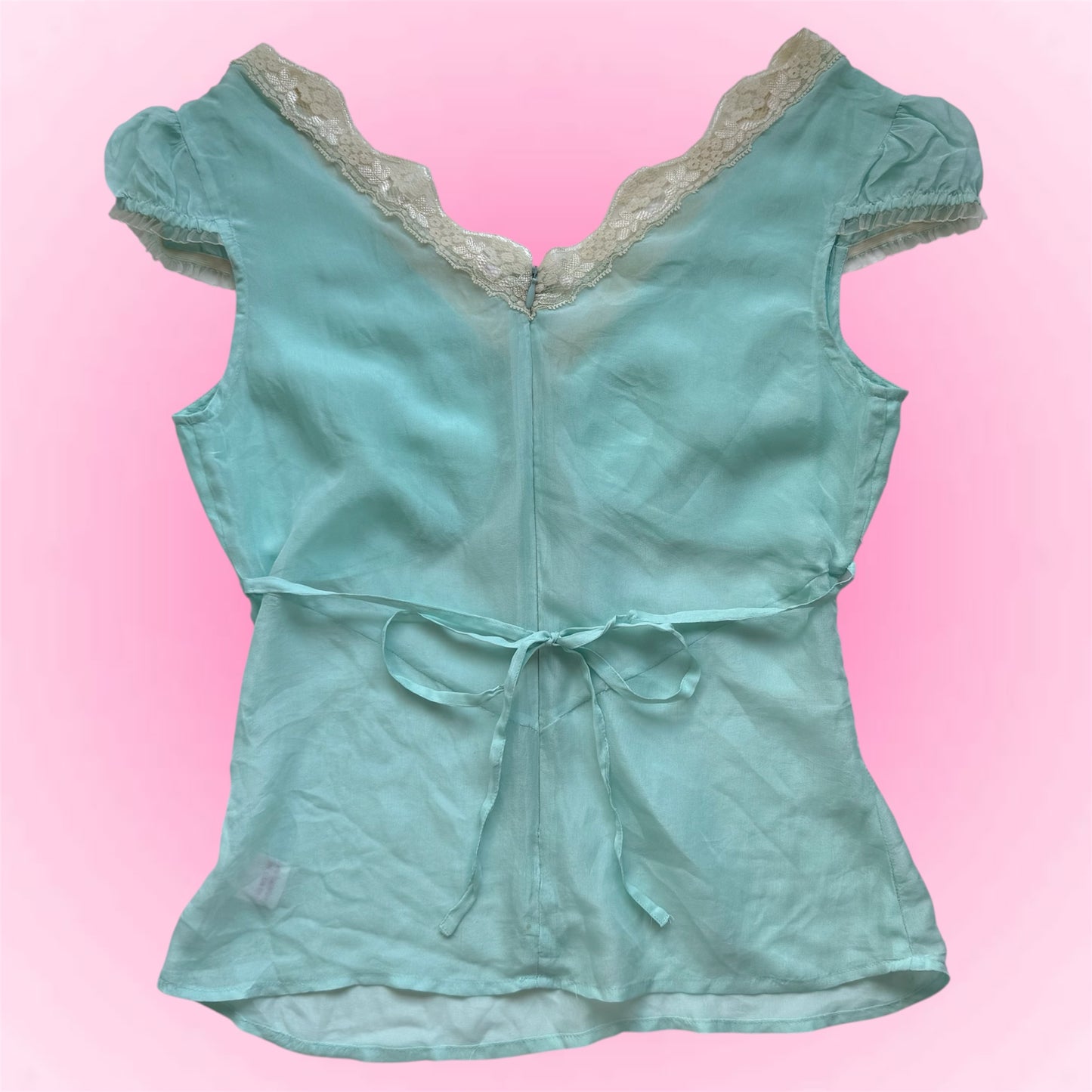 Mint Silk Lace Y2K Top (XS/S)