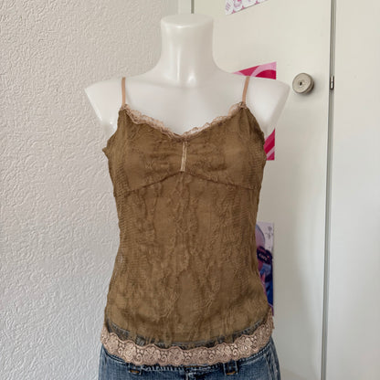 Brown lace cami top (M)