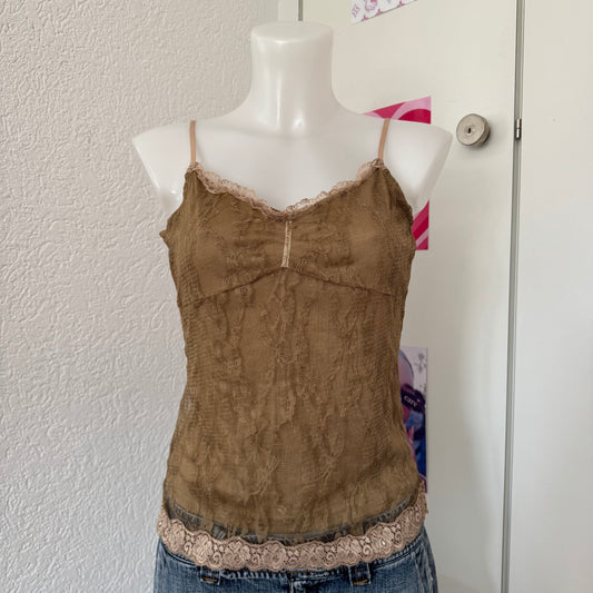 Brown lace cami top (M)