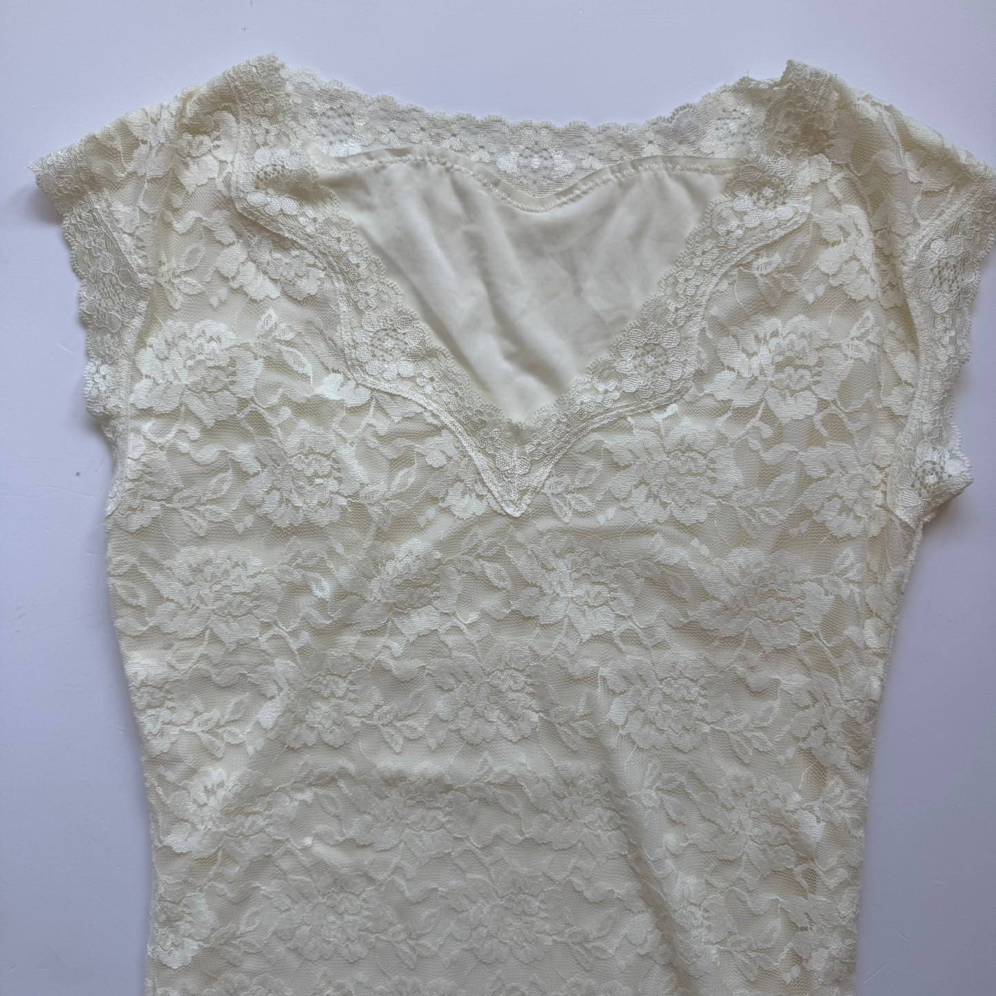 Cream Coquette Lace Shirt (S)