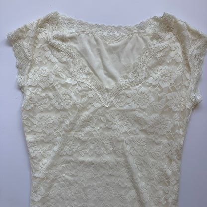 Cream Coquette Lace Shirt (S)