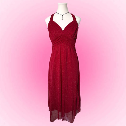 Red Halter Evening Dress (S)