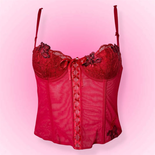 Red Lace Corset Top (70A)