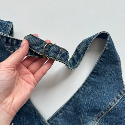 Vintage Denim Fitted Neckholder Vest (L)