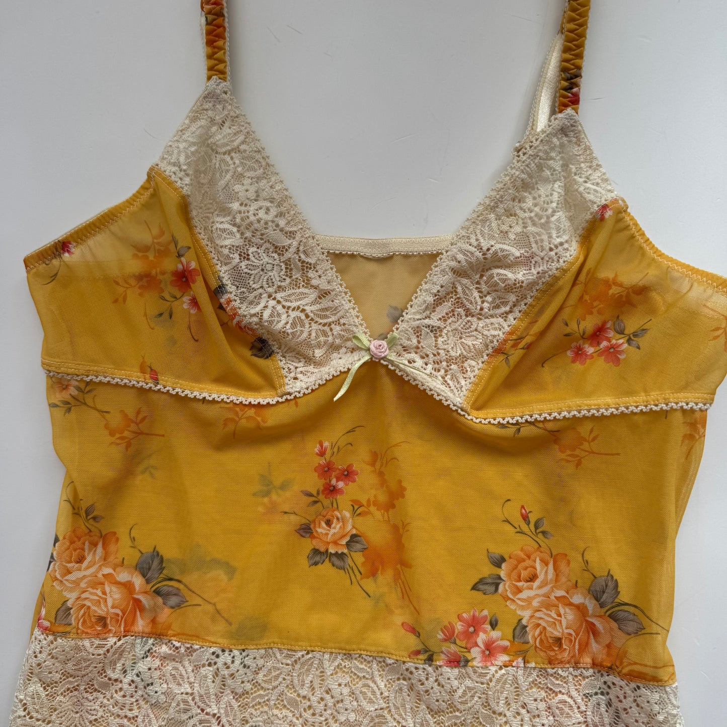 Yellow Floral Lace Top (S/M)