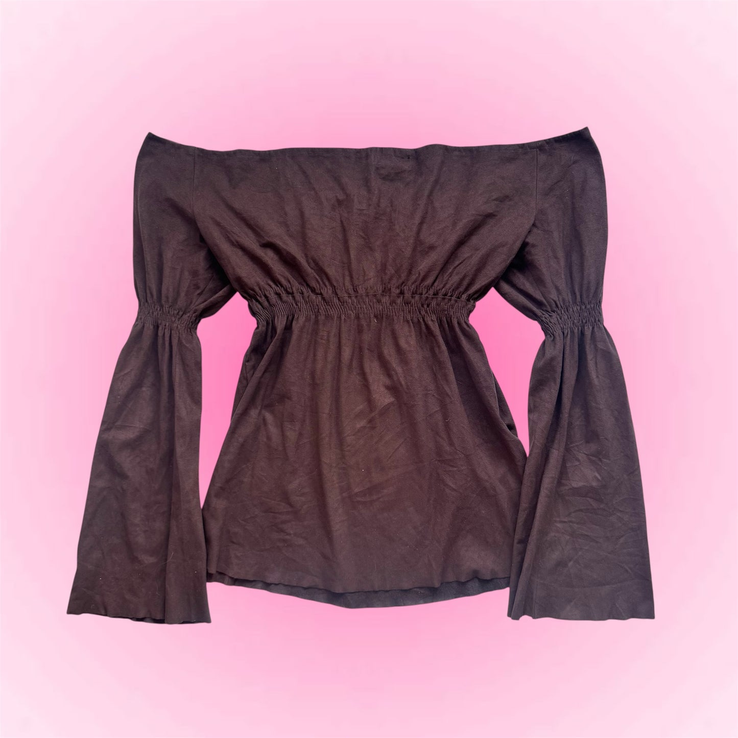 Brown Puff Sleeve Blouse (M)