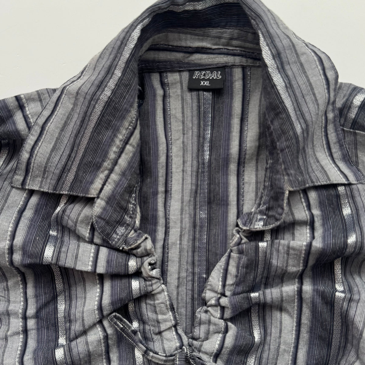 Grey Striped Y2k Fitted Shirt (S/M)