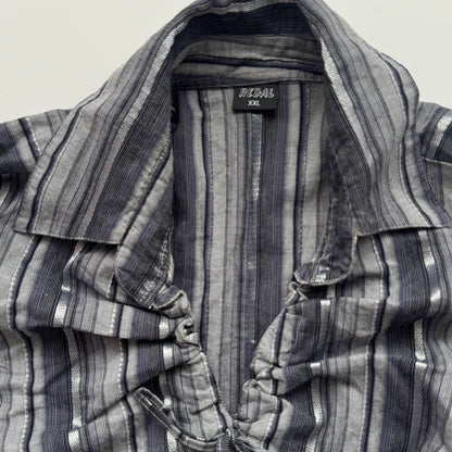Grey Striped Y2k Fitted Shirt (S/M)