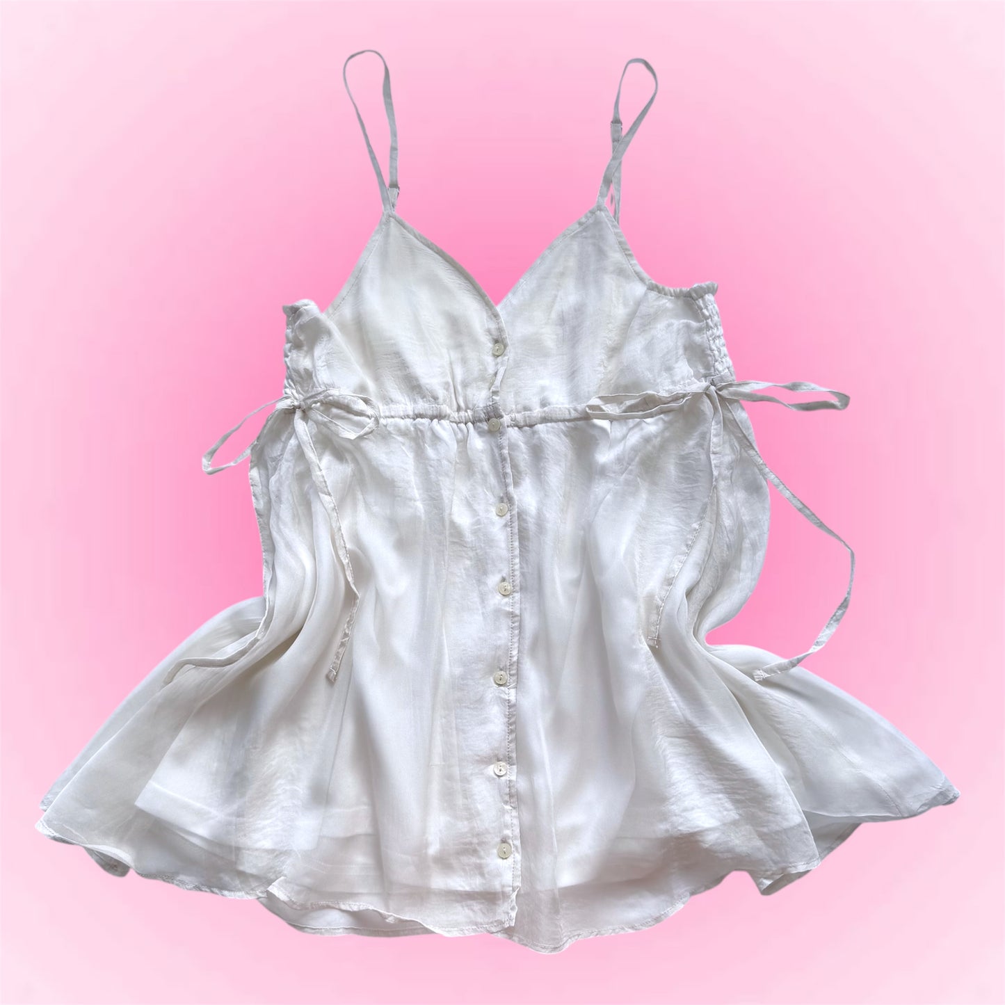 White Button Front Babydoll Cami (M)