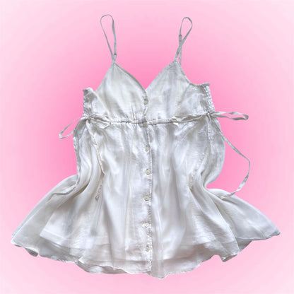 White Button Front Babydoll Cami (M)
