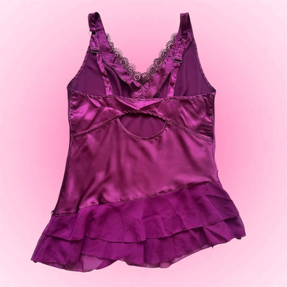 Pink Satin Ruffle Cami (S)