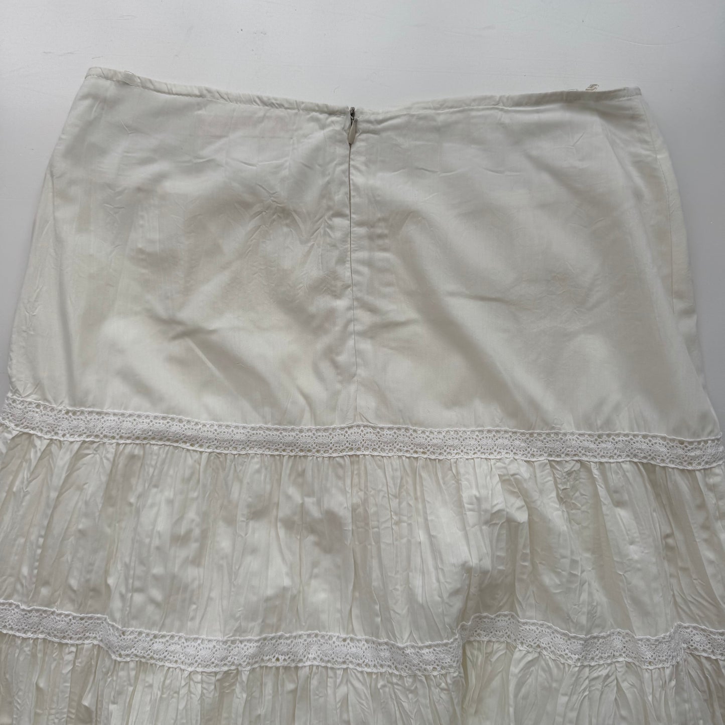 White Tiered Ruffle Maxi Skirt (M)