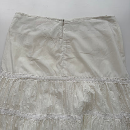 White Tiered Ruffle Maxi Skirt (M)