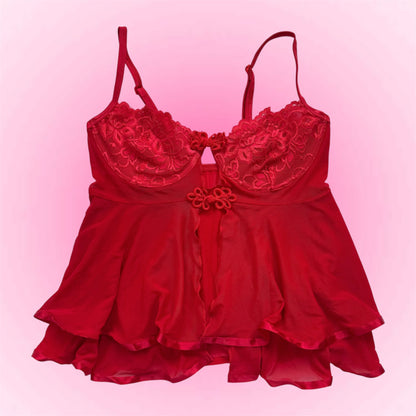 Red Lace Babydoll Top (S)