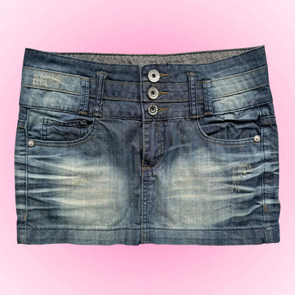 Faded Denim Mini Skirt (XS)