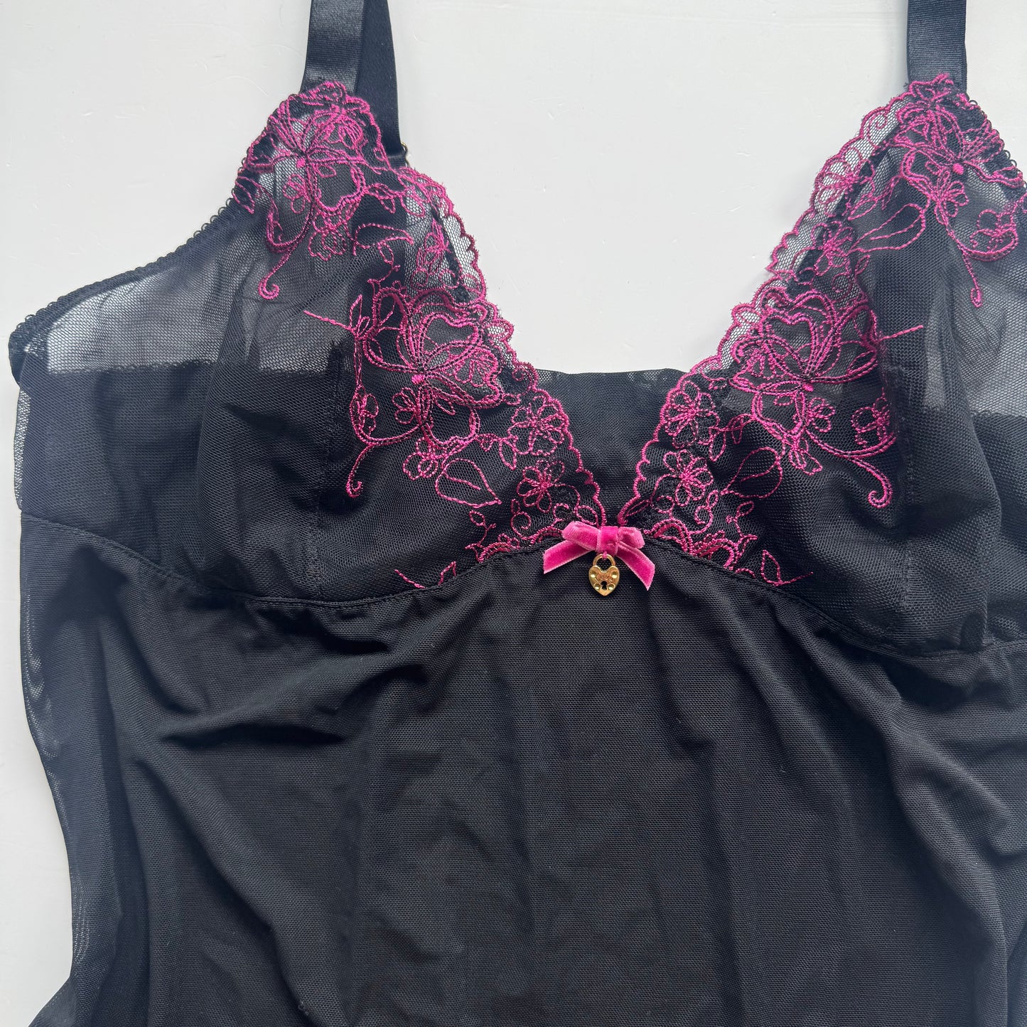 Black Sheer Lace Y2k Top (L)